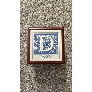 REAL WOOD KEEPSAKE BOX"DAWN"CERAMIC TILE TOP FELT INNER 5"X5"*REALLY NICE BOX*